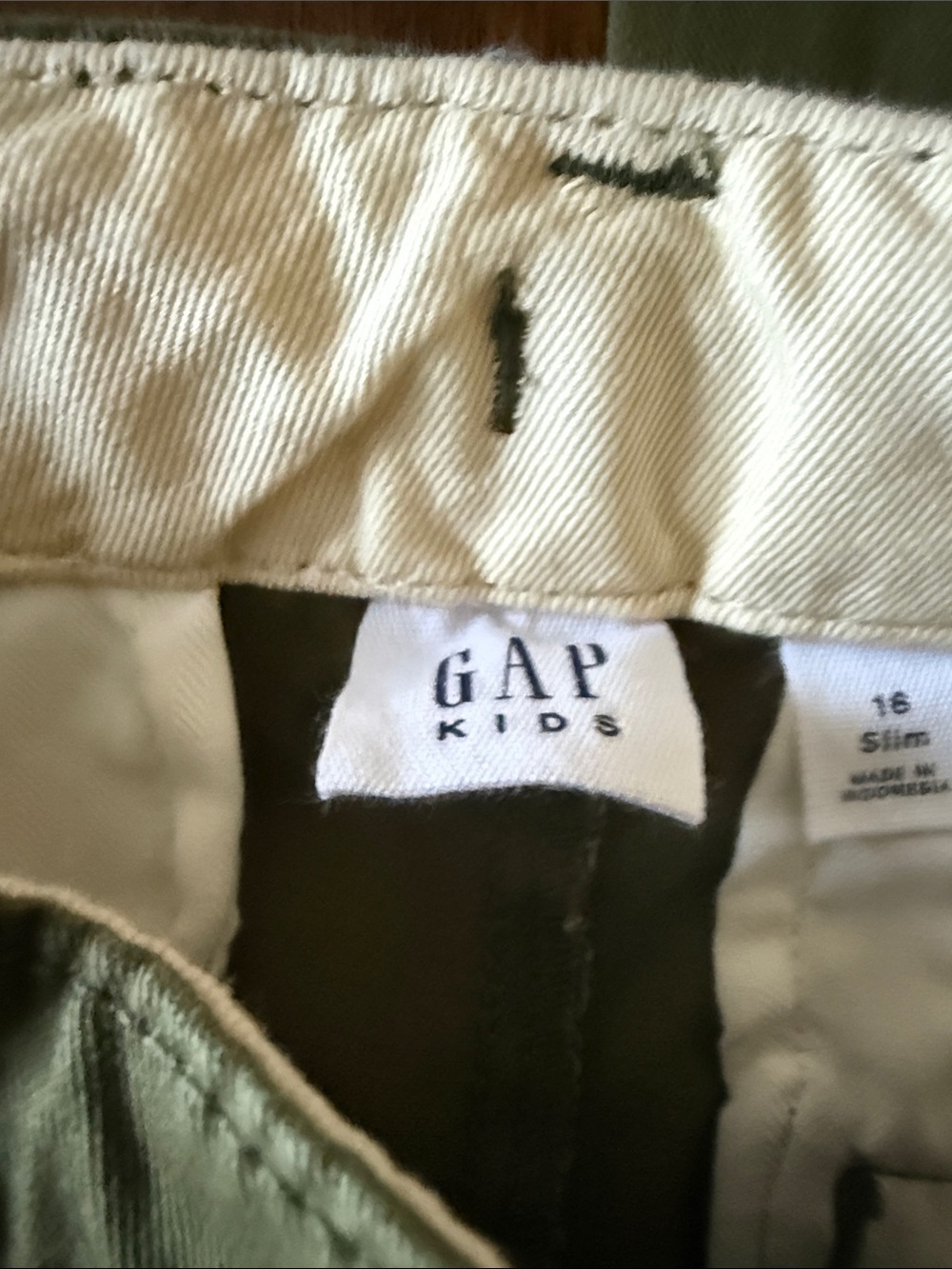 Gap Kids Olive Green Chino Pants Size 16 Slim - Picture 6 of 6